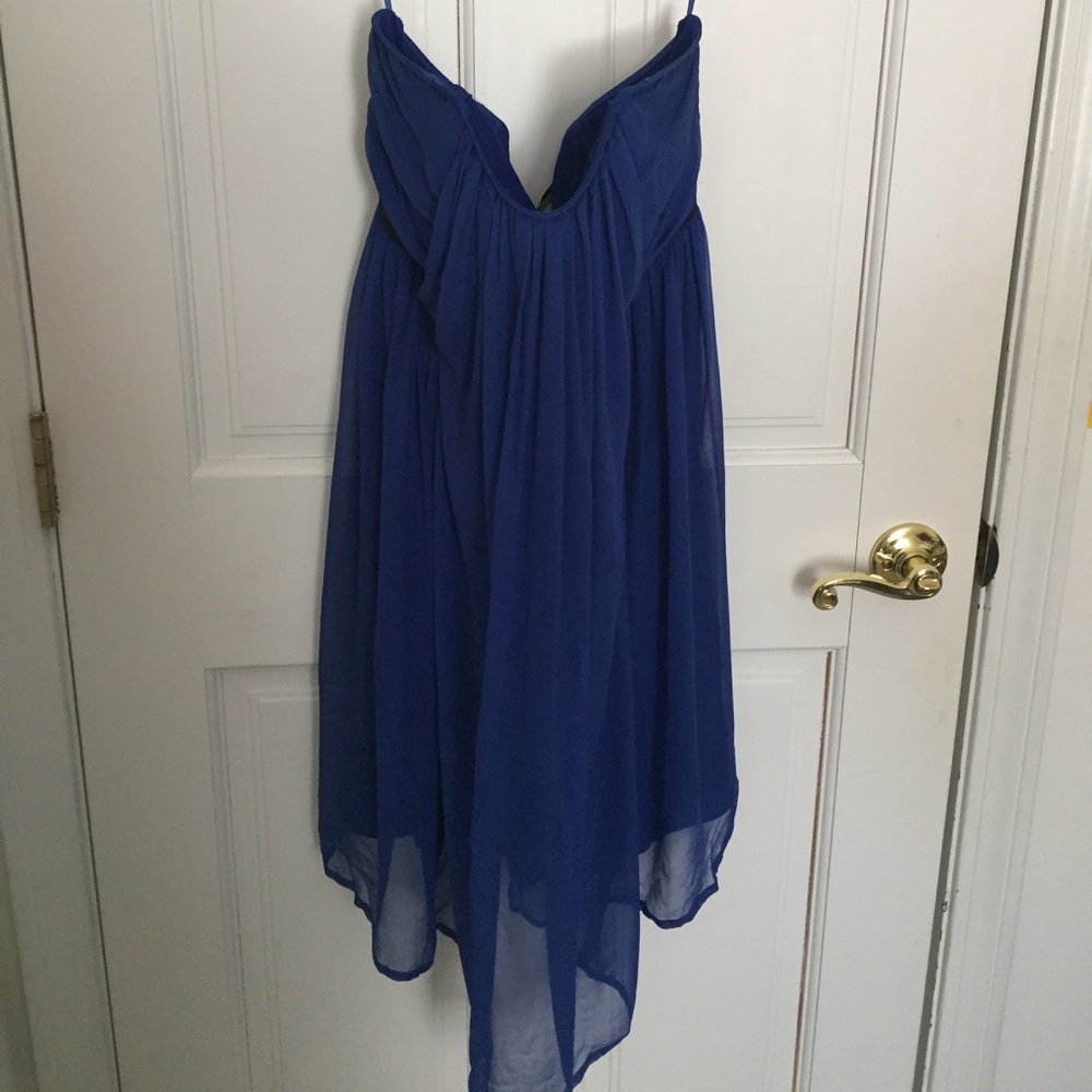 Topshop Blue Ruffle with Black Strap Dress